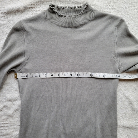 Casual Business Long-sleeve Mock Ruffled Turtleneck Wool Blend Soft Cozy Sweater - Picture 4 of 10